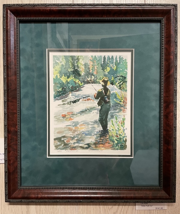 framed watercolor of a fisherman