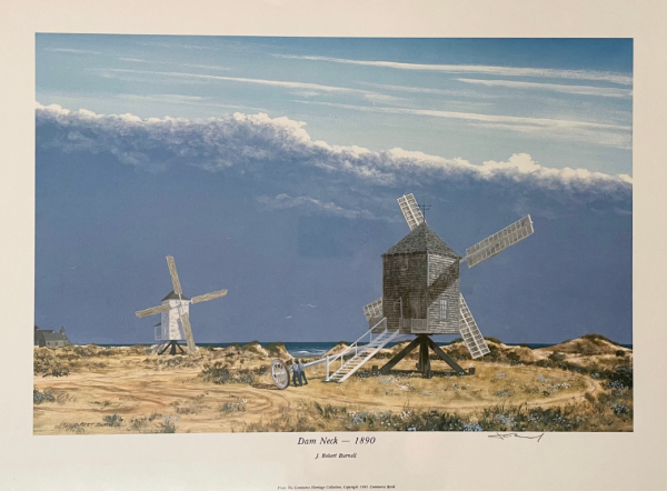 historic windmills at Dam Neck, painting