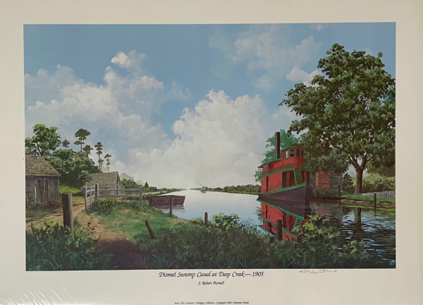 historical dismal swamp canal with boats