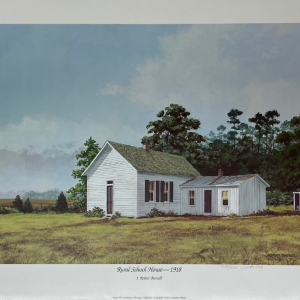 painting of white rural school house