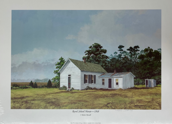 painting of white rural school house