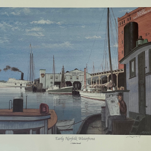 historic Norfolk, Virginia docks, boats, warehouses